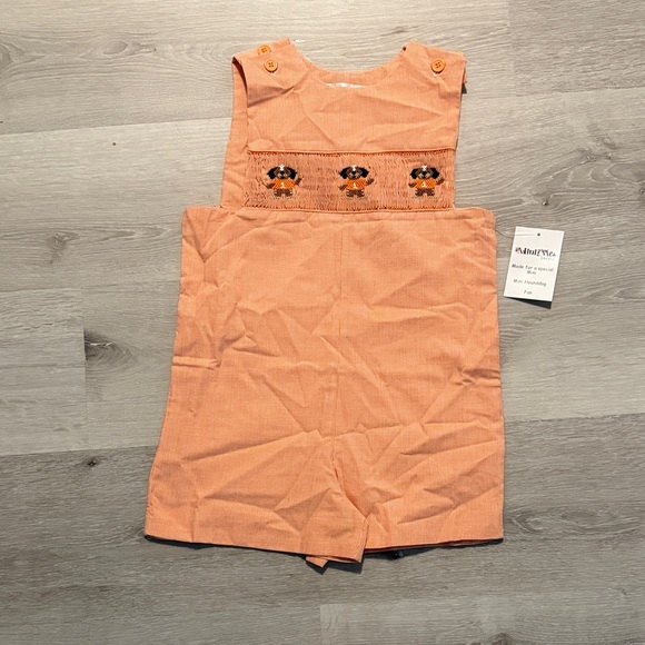 University of Tennessee Orange Kids Smocked Overalls / Romper - Size 3 - Picture 1 of 4